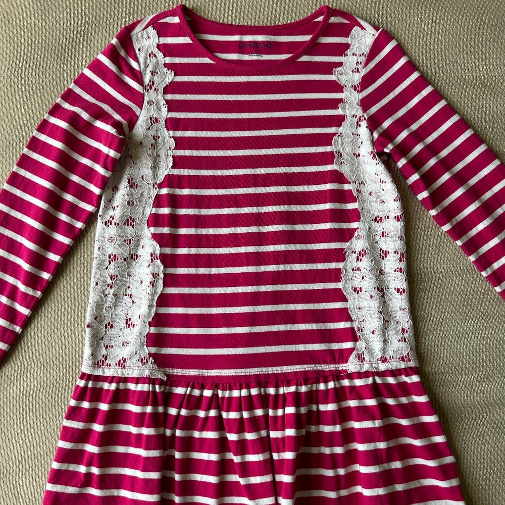Girl's Lands' End Dress with Lace Detail/Size 6x/7